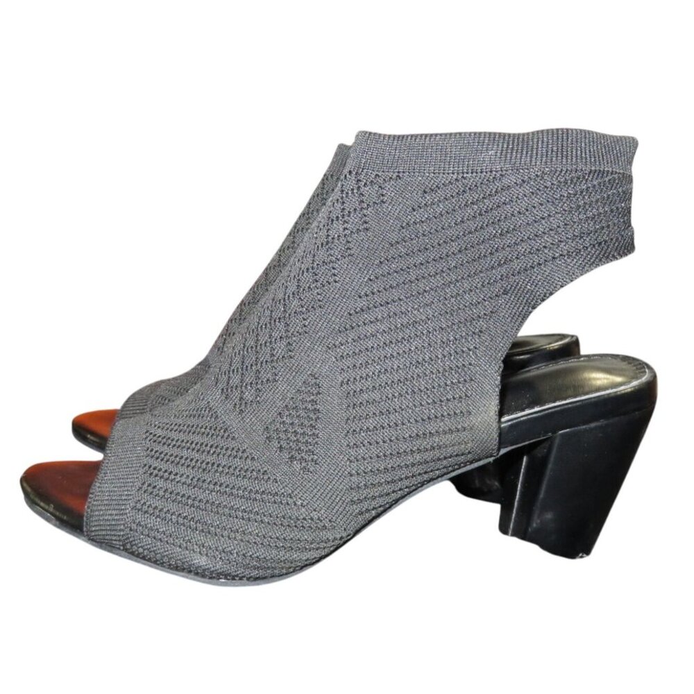 IMPO Vader Stretchy Knit Peep Toe Slingback block heel shooties boots sandals 9